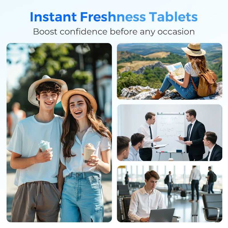Portable Chewable Toothpaste Tablets for Fresh Breath - 30 Pack