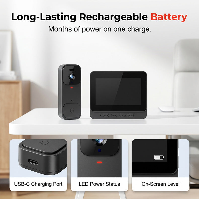 Smart Video Doorbell with 4.3" Display Screen