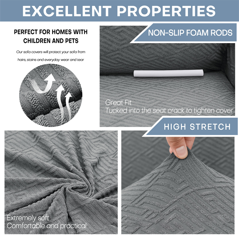 High Stretch Jacquard Sofa Cover with Non-Slip Straps