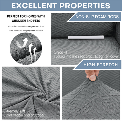 High Stretch Jacquard Sofa Cover with Non-Slip Straps