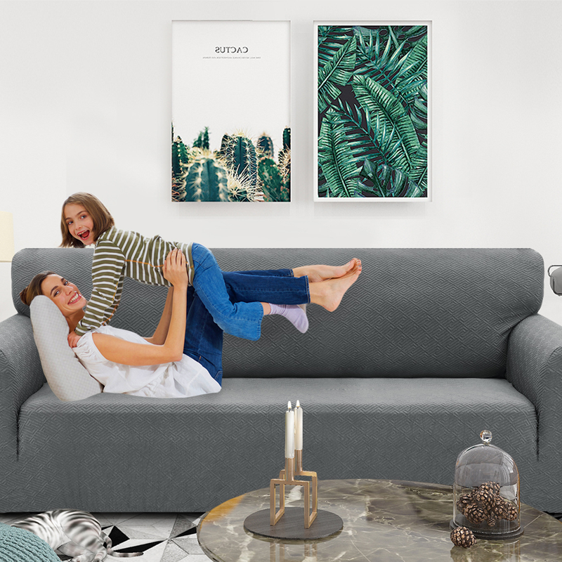 High Stretch Jacquard Sofa Cover with Non-Slip Straps