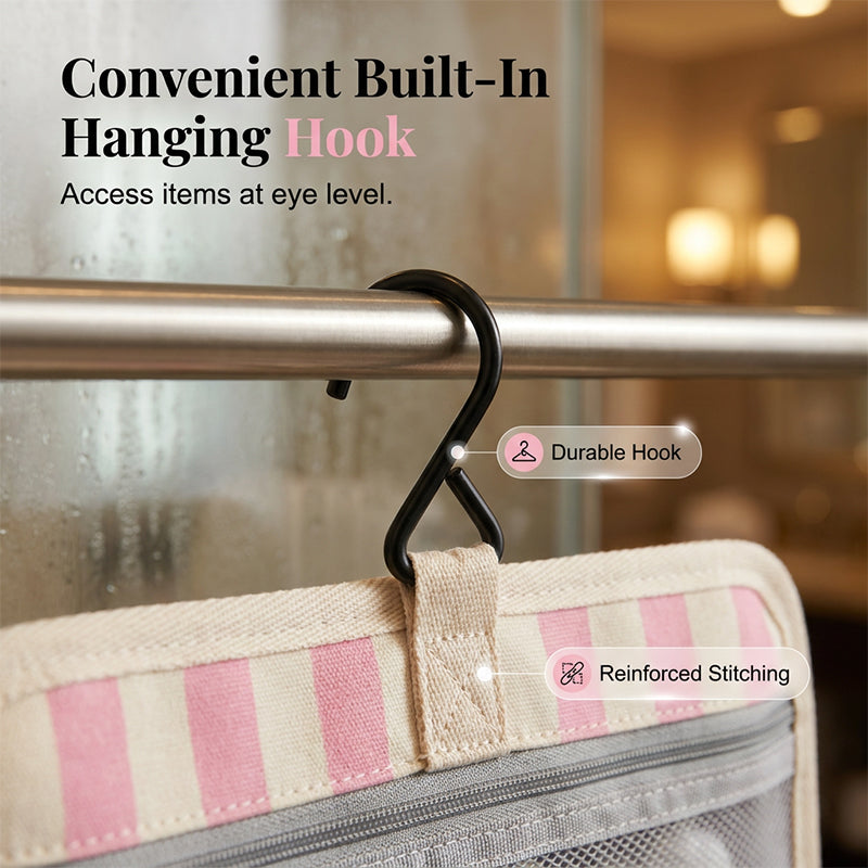 Striped Hanging Travel Toiletry Bag