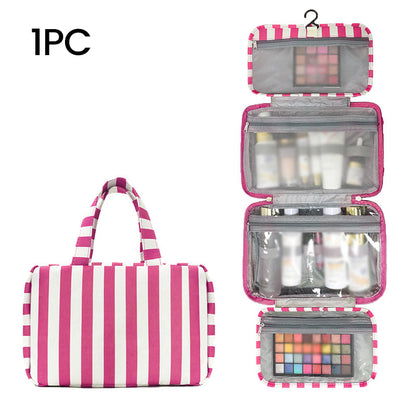 Striped Hanging Travel Toiletry Bag
