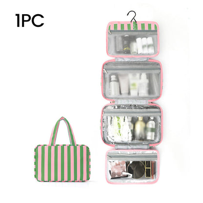 Striped Hanging Travel Toiletry Bag