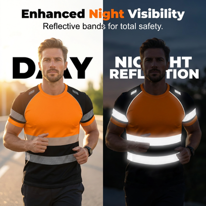Men’s Fluorescent Color Block Athletic Shirt Outdoor Safety Tee