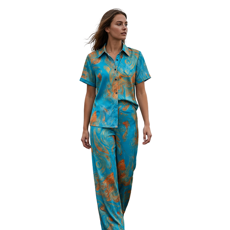 Women’s Casual Short Sleeve Top and Pants Set