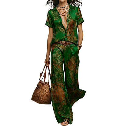 Women’s Casual Short Sleeve Top and Pants Set