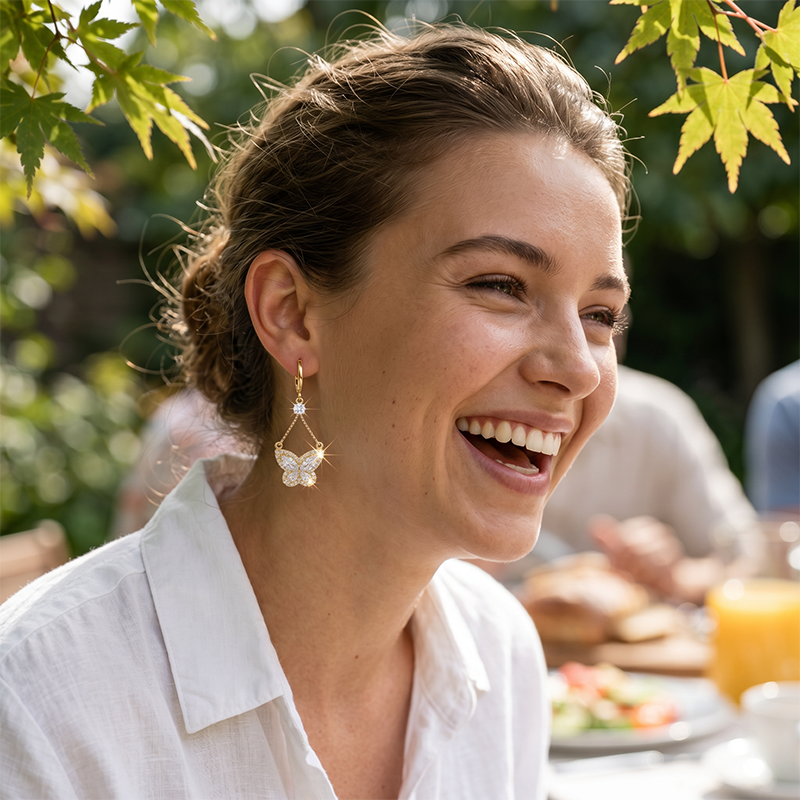 Sparkling Butterfly Drop Earrings