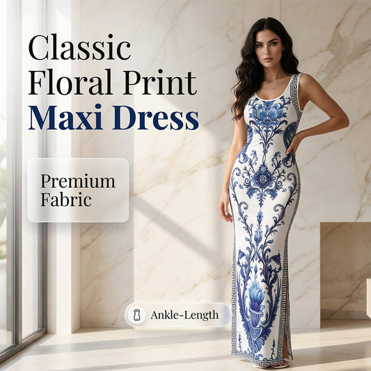 Women's Classic Floral Print Maxi Dress