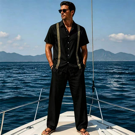 Men's Breathable Shirt & Pants 2-Piece Set