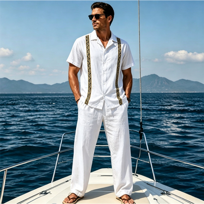 Men's Breathable Shirt & Pants 2-Piece Set