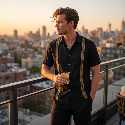 Men's Breathable Shirt & Pants 2-Piece Set