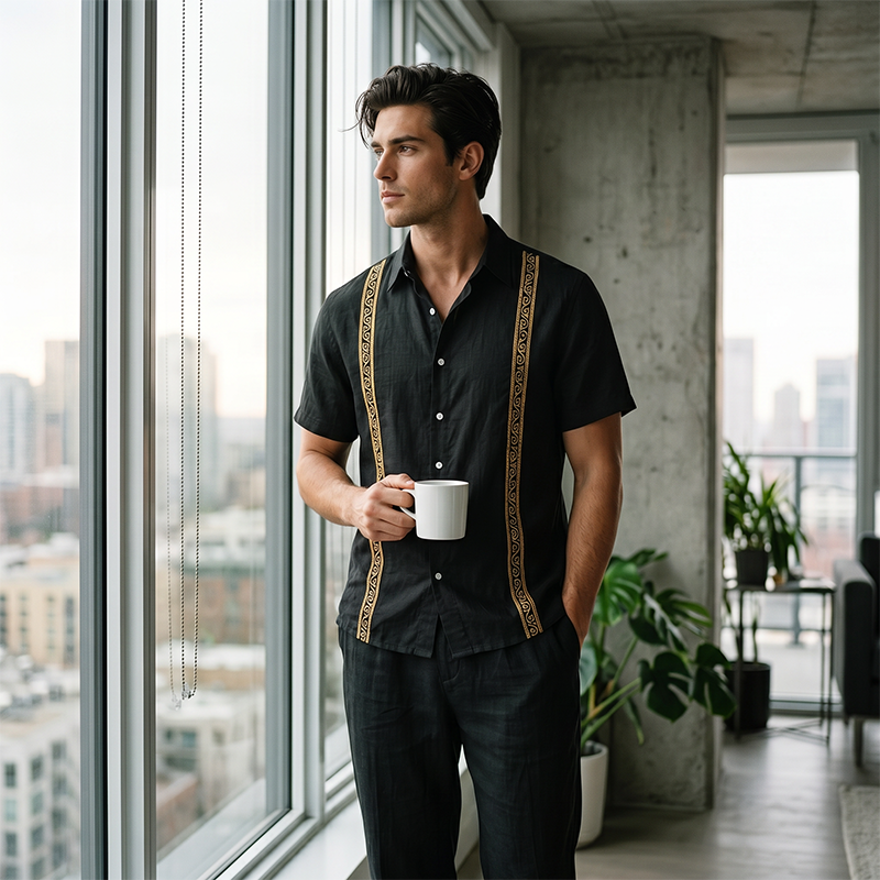 Men's Breathable Shirt & Pants 2-Piece Set