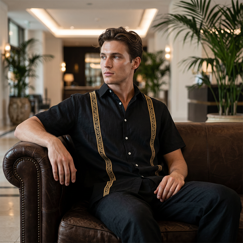 Men's Breathable Shirt & Pants 2-Piece Set