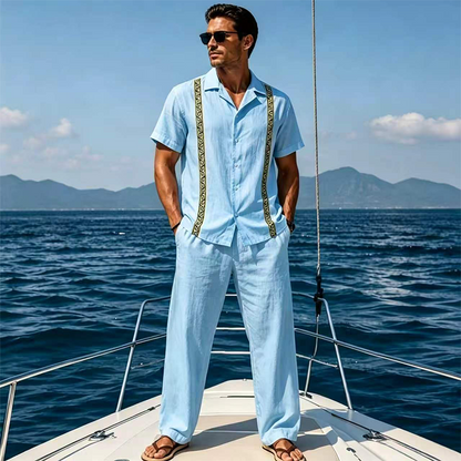 Men's Breathable Shirt & Pants 2-Piece Set