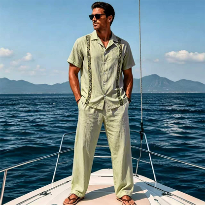 Men's Breathable Shirt & Pants 2-Piece Set