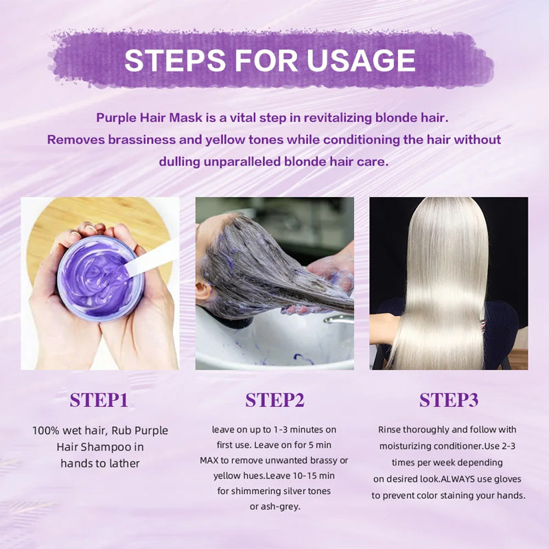 ‍♀Want to lighten your hair color?Your hair needs urgent care!Moisturizing Purple Hair Mask with Long-Lasting Scent