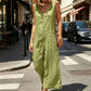 Women's Sleeveless V-Neck Button-Front Jumpsuit
