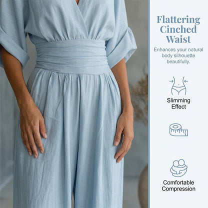 Women's V-Neck High Waist Wide Leg Jumpsuit