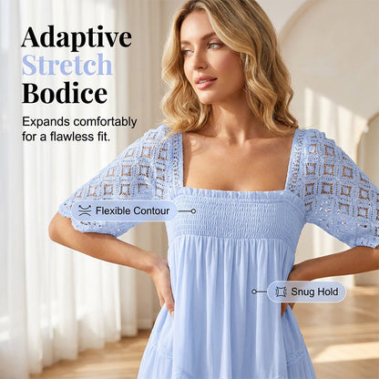 Women's Square Neck Smocked Dress