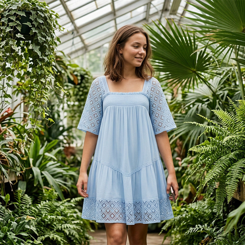 Women's Square Neck Smocked Dress