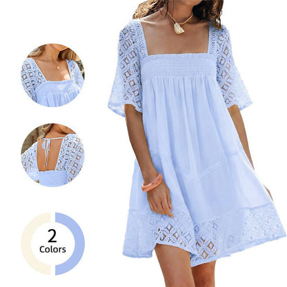 Women's Square Neck Smocked Dress