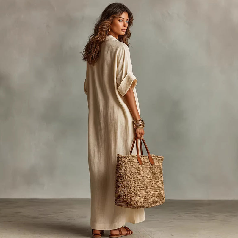 Women’s Minimalist Solid Color Maxi Dress