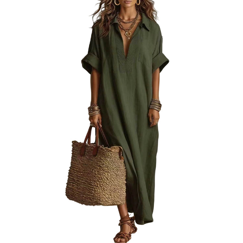Women’s Minimalist Solid Color Maxi Dress