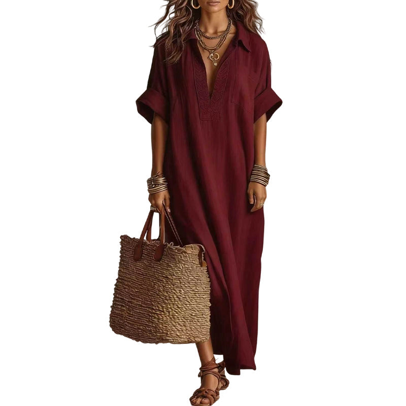 Women’s Minimalist Solid Color Maxi Dress
