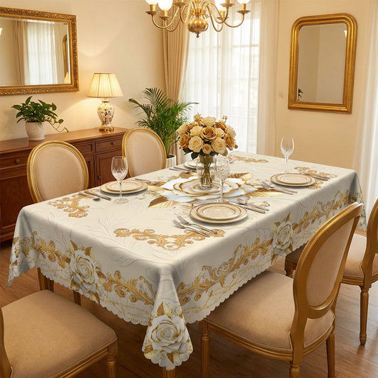 🎁2026 New Arrivals 50% OFF💥Waterproof Gold Rose Tablecloth – Embossed Effect, Stain-Resistant & Elegant for Dining ✨