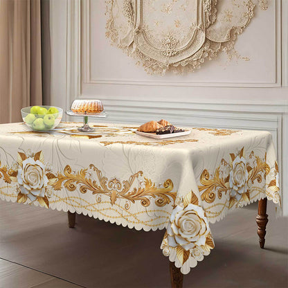 🎁2026 New Arrivals 50% OFF💥Waterproof Gold Rose Tablecloth – Embossed Effect, Stain-Resistant & Elegant for Dining ✨
