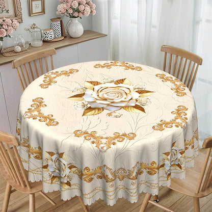 🎁2026 New Arrivals 50% OFF💥Waterproof Gold Rose Tablecloth – Embossed Effect, Stain-Resistant & Elegant for Dining ✨