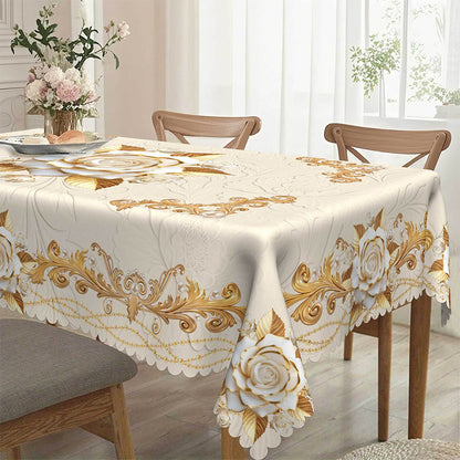 🎁2026 New Arrivals 50% OFF💥Waterproof Gold Rose Tablecloth – Embossed Effect, Stain-Resistant & Elegant for Dining ✨