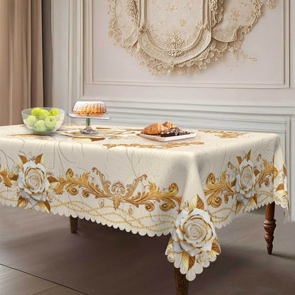 🎁2026 New Arrivals 50% OFF💥Waterproof Gold Rose Tablecloth – Embossed Effect, Stain-Resistant & Elegant for Dining ✨