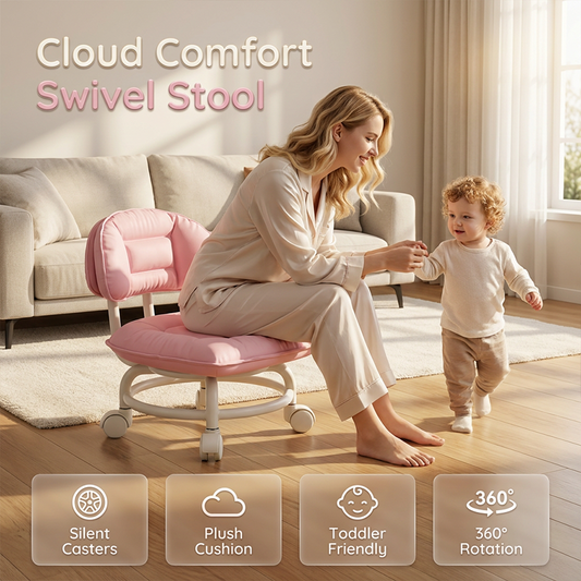 Rolling Low Stool with Backrest