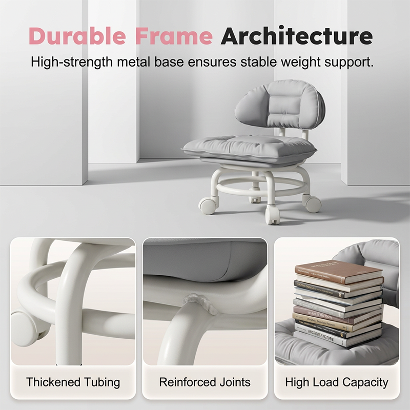 Rolling Low Stool with Backrest