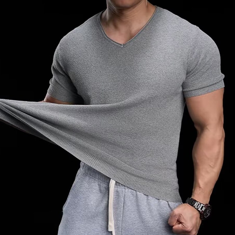 Breathable V-Neck Knit Tee