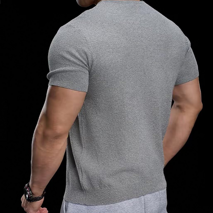 Breathable V-Neck Knit Tee