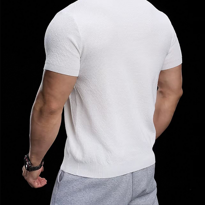 Breathable V-Neck Knit Tee