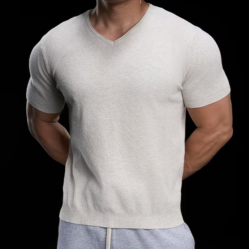 Breathable V-Neck Knit Tee
