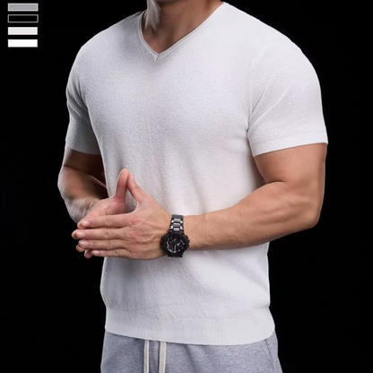 Breathable V-Neck Knit Tee