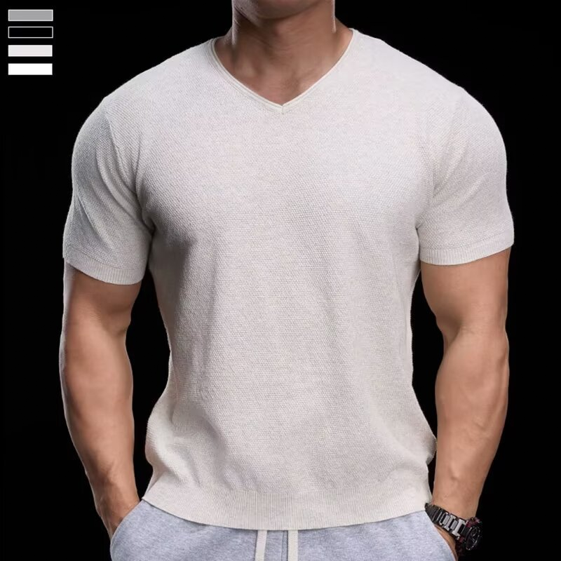 Breathable V-Neck Knit Tee