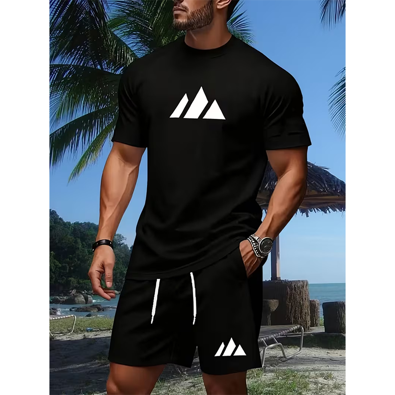 Men's Short Sleeve T-Shirt & Drawstring Shorts Set