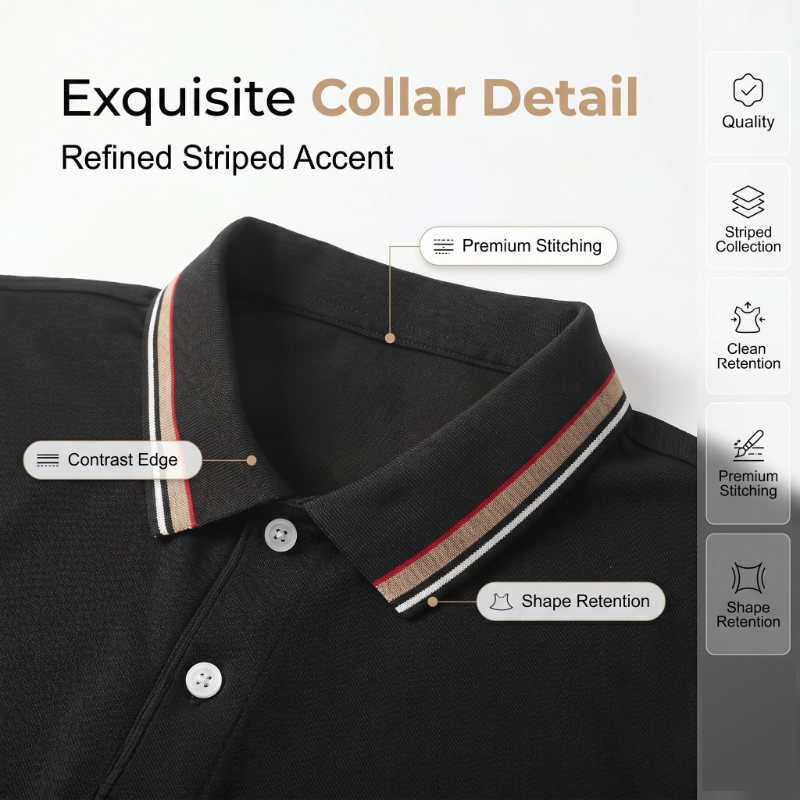Men Fashion Contrast Lapel Quick Drying Short Sleeve T-Shirt