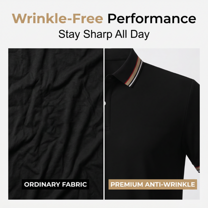 Men Fashion Contrast Lapel Quick Drying Short Sleeve T-Shirt