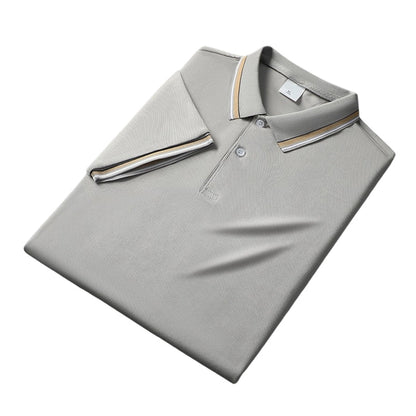 Men Fashion Contrast Lapel Quick Drying Short Sleeve T-Shirt
