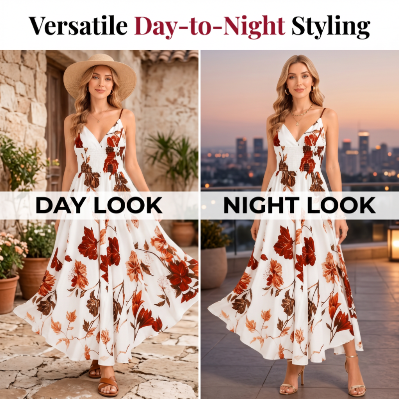 Women's Printed Spaghetti Strap Maxi Dress