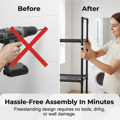 No-Drill Bathroom & Laundry Organizer Shelf