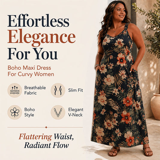 Women's Plus Size V-Neck Sleeveless Maxi Dress