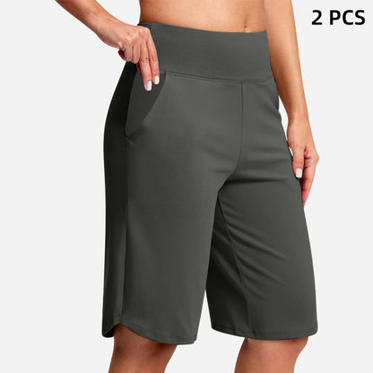 Women's High-Waist Yoga Shorts with Pockets